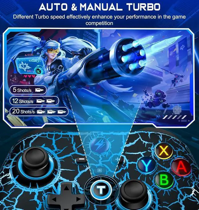 Alt view image 3 of 5 - Wireless Switch Pro Controller for Nintendo Switch Controller/Lite/OLED, Wired Windows PC Game Joysticks-Wireless iOS/Android Remote with Gyro Axis, Turbo, Dual Vibration