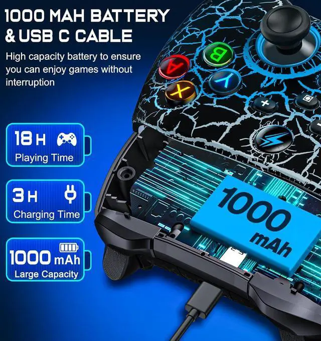 Alt view image 5 of 5 - Wireless Switch Pro Controller for Nintendo Switch Controller/Lite/OLED, Wired Windows PC Game Joysticks-Wireless iOS/Android Remote with Gyro Axis, Turbo, Dual Vibration