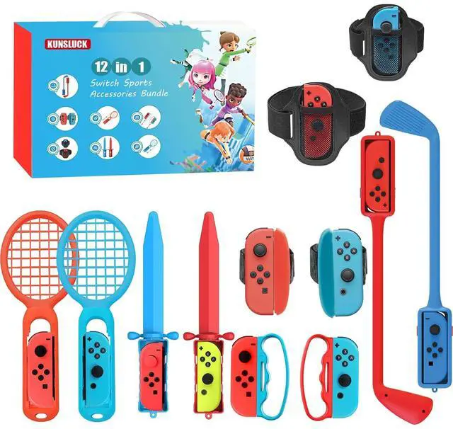 Main image of KUNSLUCK Switch Sports Accessories Bundle for Nintendo Switch Sports, 12 in 1 Nintendo Switch Sports Family Accessories Kit Compatible with Switch/Switch OLED