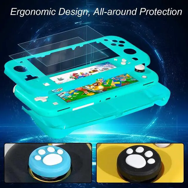 Alt view image 5 of 7 - Accessories Kit for Nintendo Switch Lite - YOOWA Accessories Bundle with Carrying Case, Protective Cover case, 2-Pack Tempered Glass Screen Protector, Adjustable Play Stand, 6 Thumb Grips