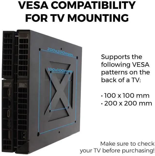 Alt view image 7 of 7 - HumanCentric Wall Mount Compatible with PS4 Fat, 2 Controller Mounts Bundle, Mount on The Wall or on The Back of The TV with a VESA Pattern, Does Not Work with Slim or Pro PS4, Hardware Included