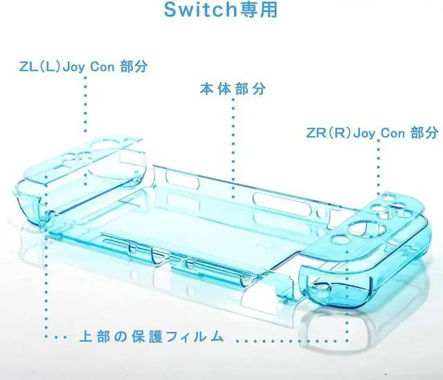 Alt view image 3 of 7 - Dockable Case for Nintendo Switch, Protective Case for Nintendo Switch with a Tempered Glass Screen Protector and 6 Joy Stick Covers, Fit into the Dock Station - Blue