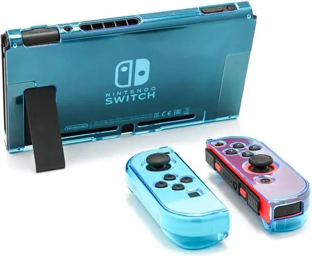 Alt view image 5 of 7 - Dockable Case for Nintendo Switch, Protective Case for Nintendo Switch with a Tempered Glass Screen Protector and 6 Joy Stick Covers, Fit into the Dock Station - Blue
