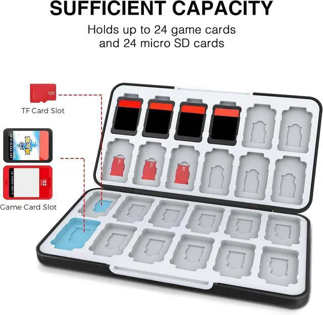 Alt view image 2 of 7 - HEIYING Switch Game Card Case for Switch 2 /OLED / Lite,Custom Pattern Game Cards Holder with 24 Games Card Slots and 24 Micro SD Cards Slots for Easy to Carry