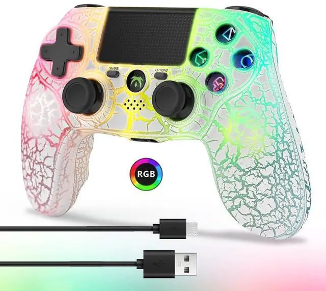 Main image of DYONDER Wireless Controller for PS4, Wireless Remote Gamepad with Unique Cracked Design/Dual Vibration/6-Axis Motion Sensor/Audio Function, Game Controller Widely Compatible with PS4/PC(White)