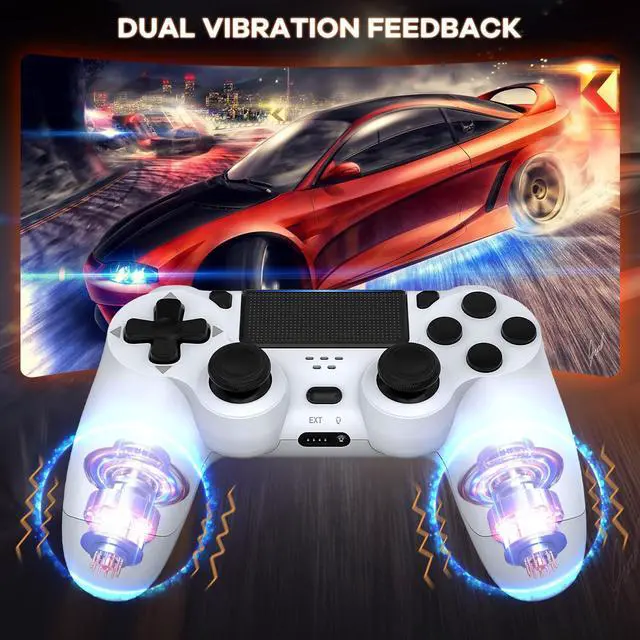 Alt view image 4 of 6 - LaiChauKit Wireless Controller 2 Pack Compatible with PS4/Pro/Slim with Dual VibrationAudio Jack2Pcs USB C Cable