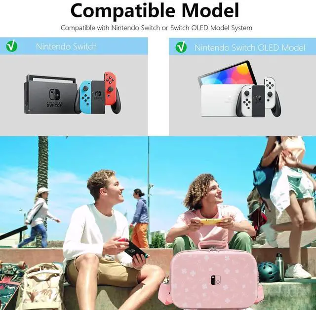 Alt view image 4 of 6 - Flyekist Carrying Case for Nintendo Switch/OLED Model,Deluxe Portable Travel Messenger Bag fit Switch Console & Full Set Game Accessories with Mesh Pocket,18 Games & Removable Shoulder Strap
