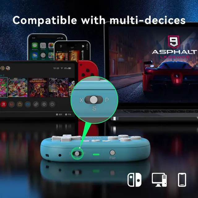 Alt view image 2 of 4 - ShanWan Bluetooth Gamepad Keychain Sized Mini Controller for Switch, Windows, Android, iOS & PS4Kabrilan