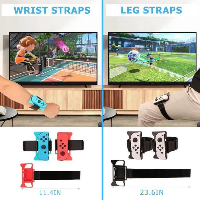 Alt view image 6 of 6 - EOVOLA 18 in 1 Accessories Kit for Nintendo Switch/OLED Sports Games, Tennis Rackets, Comfort Grips Golf Clubs, Swords, Wrist Bands and Leg Strap Etc.-With Storage Bag
