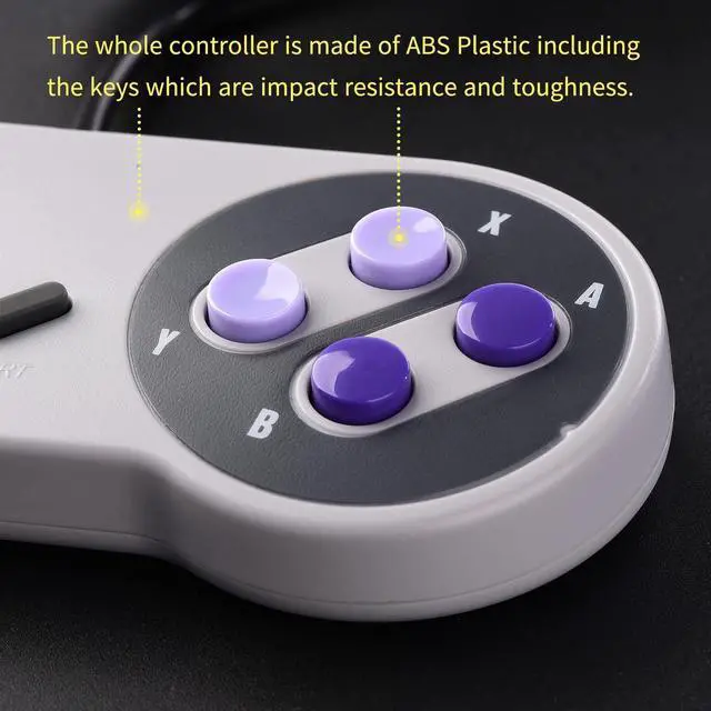 Alt view image 6 of 6 - 2 Pack PC USB SNES Retro Super Controller Gamepad Compatible with SNES Games, Retro SNES PC Controller Joypad for Windows PC iOS MAC Linux Raspberry Pi Retropie Sega Genesis Higan OpenEmu Emulator