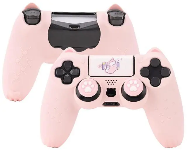 Main image of GeekShare Cat Paw PS4 Controller Skin Anti-Slip Silicone Skin Protective Cover Case for PS4 Wireless Controller -- Pink