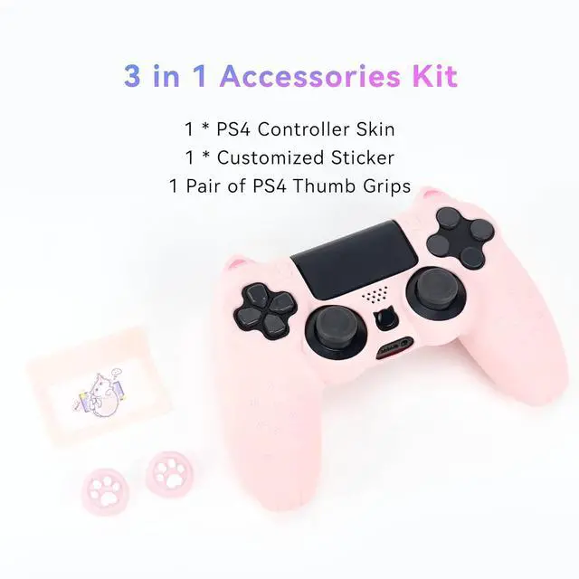 Alt view image 7 of 7 - GeekShare Cat Paw PS4 Controller Skin Anti-Slip Silicone Skin Protective Cover Case for PS4 Wireless Controller -- Pink