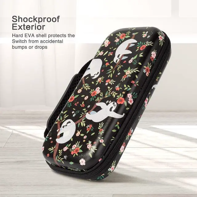 Alt view image 2 of 7 - Vimorco Nintendo Switch OLED Case, Nintendo Switch Case, Carry Cases for Nintendo Switch, Switch Travel Cover for Girls Boys with 16 Game Card Slots, Hard Shell for Console Games & Joy-Con, Sloth