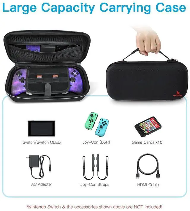 Alt view image 2 of 7 - NexiGo Switch Controller Grip Carrying Case for Nintendo Switch/Switch OLED, 10 Game Card Holders, Compatible with Split Pad Pro, ZenGrip Pro, Gripcon, Joypad, Joy-Cons and Many Larger Grips