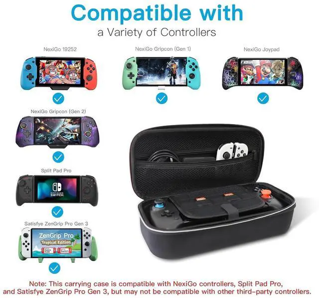 Alt view image 3 of 7 - NexiGo Switch Controller Grip Carrying Case for Nintendo Switch/Switch OLED, 10 Game Card Holders, Compatible with Split Pad Pro, ZenGrip Pro, Gripcon, Joypad, Joy-Cons and Many Larger Grips