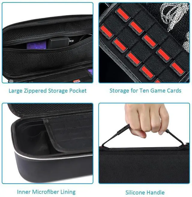 Alt view image 4 of 7 - NexiGo Switch Controller Grip Carrying Case for Nintendo Switch/Switch OLED, 10 Game Card Holders, Compatible with Split Pad Pro, ZenGrip Pro, Gripcon, Joypad, Joy-Cons and Many Larger Grips