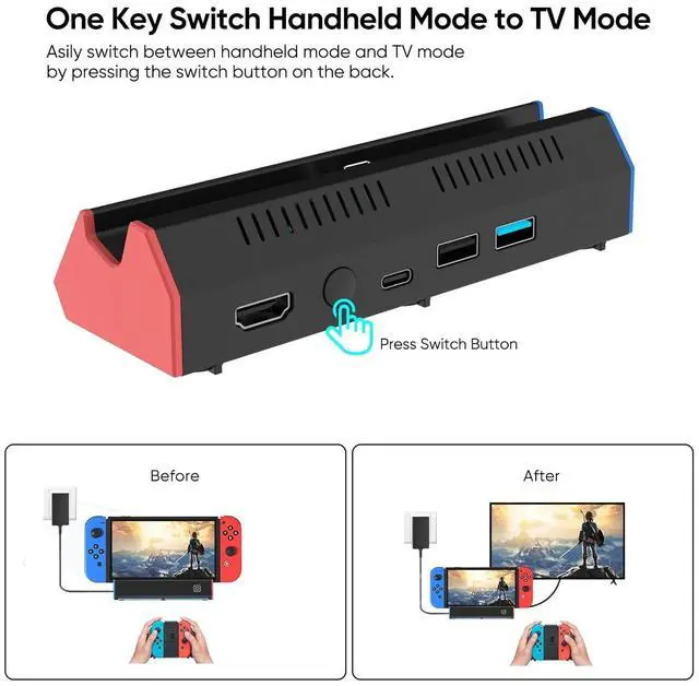 Alt view image 3 of 6 - Switch Dock, TV Dock Station for Switch/Switch OLEDwith 4K@60Hz HDMI Output/Type C Port/USB 3.0 Port for Nintendo Switch DockIncompatible with Nintendo Switch 2