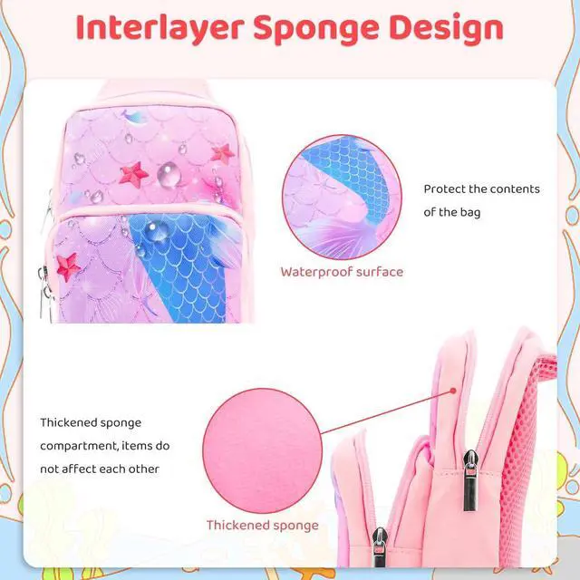 Alt view image 4 of 7 - RHOTALL Pink Travel Bag for Nintendo Switch/Lite/OLED/2 ,Large Capacity Portable Carrying Case Compatible for Chest Shoulder Accessories Storage Backpack with12 Slots Game Case,Thumb Grip Caps-fish