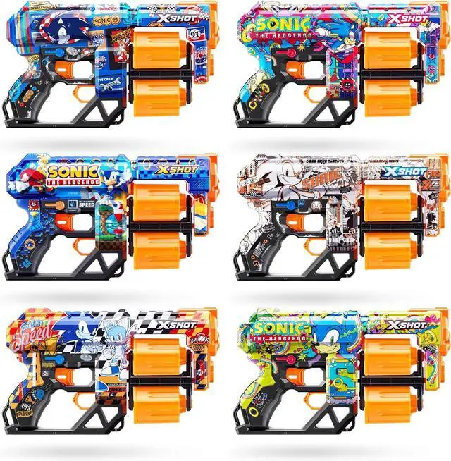 Alt view image 6 of 7 - XSHOT Skins Dread Sonic Robotnik Blaster with 24 Darts - Malice Skin by ZURU, Double Rotating Barrels, Air Pocket Dart Technology, Toy Foam Blaster for Kids, Teens and Adults