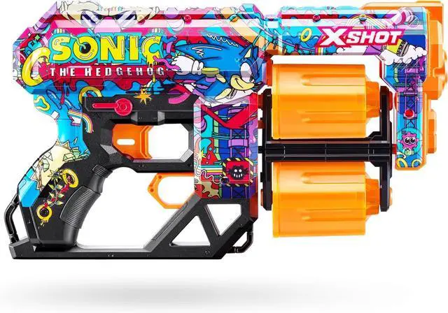 Alt view image 7 of 7 - XSHOT Skins Dread Sonic Robotnik Blaster with 24 Darts - Malice Skin by ZURU, Double Rotating Barrels, Air Pocket Dart Technology, Toy Foam Blaster for Kids, Teens and Adults