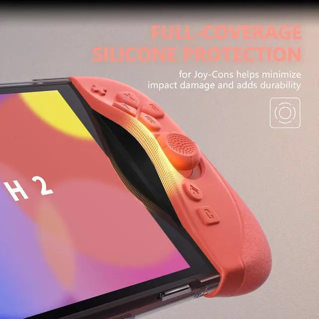 Alt view image 5 of 7 - PlayVital Ranger Protective Case for Nintendo Switch 2 with Stand | Ergonomic Anti-Slip Silicone Grips, Dockable Hard Shell, 4 Thumbstick Caps | Quick-Release-Joycon Full-Body Cover, Blue & Orange