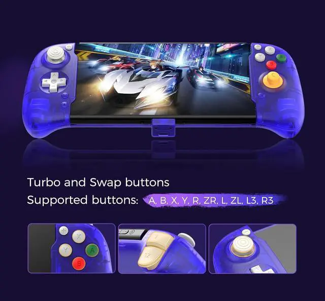 Alt view image 5 of 7 - AKNES RetroFlag Handheld Controller for Nintendo Switch and Switch OLED, Pro Controller One-Piece Joypad, Full-Size Ergonomic design, with Turbo/Vibration/Gyro/Button Swap