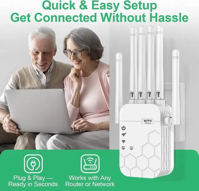 Alt view image 6 of 7 - WiFi Extender Signal Booster for Home, AC1900Mbps Dual Band, Covers up to 12880 sq.ft & 105 Devices, New 6X Faster Wireless WiFi Repeater with Ethernet Port, WiFi Booster Compatible with All Routers