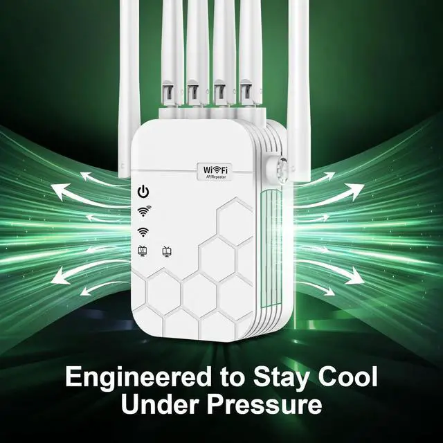Alt view image 4 of 7 - WiFi Extender Signal Booster for Home, AC1900Mbps Dual Band, Covers up to 12880 sq.ft & 105 Devices, New 6X Faster Wireless WiFi Repeater with Ethernet Port, WiFi Booster Compatible with All Routers