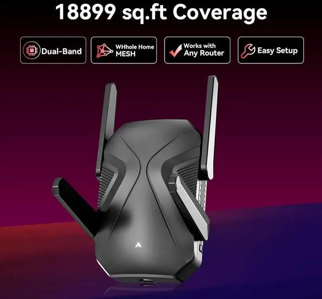 Alt view image 2 of 7 - 2025 WiFi Extender Signal Booster, 10X Faster WiFi 6 Extender, 18899 sq.ft. Internet Repeater for Home, Dual-Band Network Extender, Wireless Router Signal Amplifier w/Gigabit Ethernet Port, Easy Setup