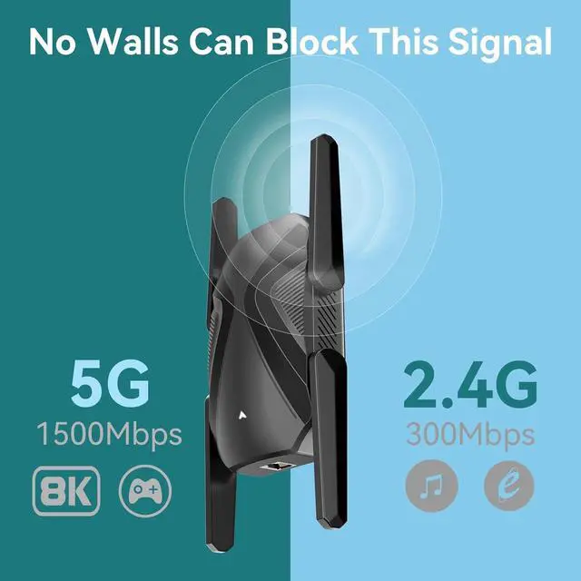 Alt view image 3 of 7 - 2025 WiFi Extender Signal Booster, 10X Faster WiFi 6 Extender, 18899 sq.ft. Internet Repeater for Home, Dual-Band Network Extender, Wireless Router Signal Amplifier w/Gigabit Ethernet Port, Easy Setup