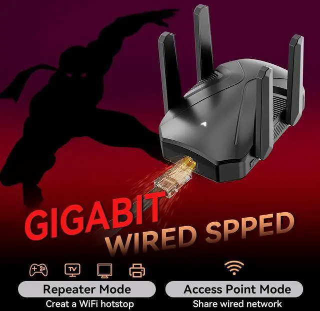 Alt view image 7 of 7 - 2025 WiFi Extender Signal Booster, 10X Faster WiFi 6 Extender, 18899 sq.ft. Internet Repeater for Home, Dual-Band Network Extender, Wireless Router Signal Amplifier w/Gigabit Ethernet Port, Easy Setup