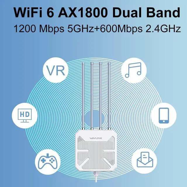 Alt view image 4 of 7 - WAVLINK AX1800 Outdoor WiFi 6 Extender, IP67 Weatherproof Outdoor Access Point, High Power Long Range WiFi Extender Signal Booster, 4x8dBi Antennas, Compatible Starlink for Farm, Yard, RV, Campsite