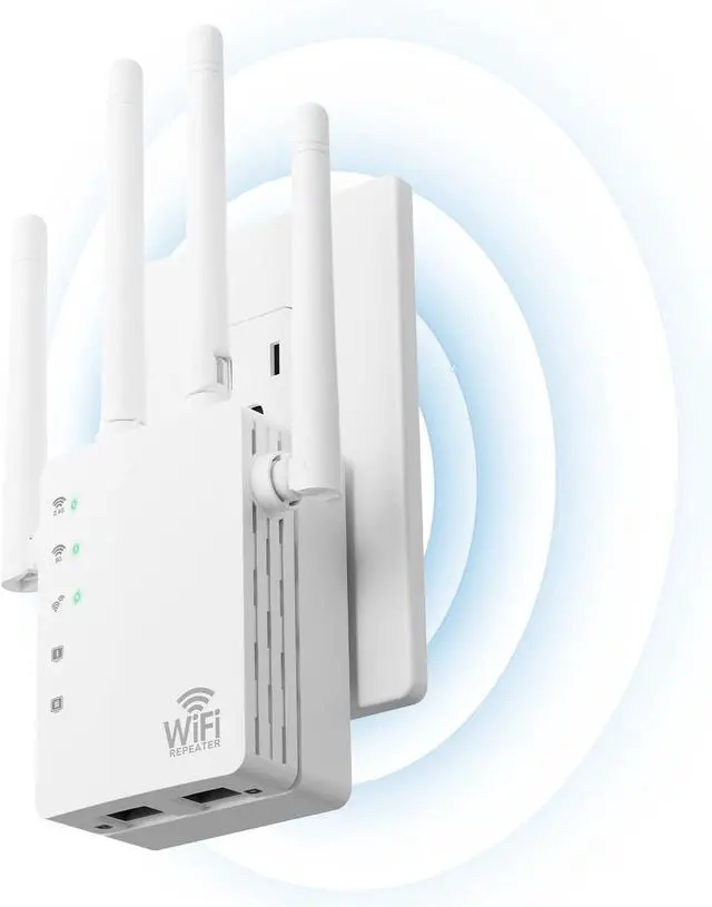 Main image of WiFi Extender with Ethernet Port, Covers Up to 13888 Sq.ft and 150+ Devices, WiFi Extender Signal Booster with Dual Band 5GHz/2.4GHz, Antennas, Ethernet Port & EasyMesh, 1-Tap Setup
