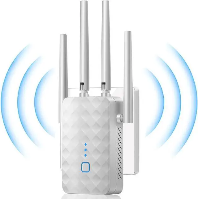 Main image of WiFi Extender Signal Booster for Home - 1200Mbps Dual Band, Covers 12850 Sq Ft & 108 Devices, Long Range Internet Booster with Ethernet Port, White