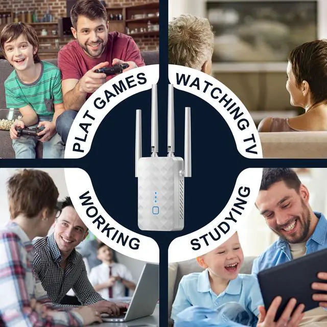 Alt view image 7 of 7 - WiFi Extender Signal Booster for Home - 1200Mbps Dual Band, Covers 12850 Sq Ft & 108 Devices, Long Range Internet Booster with Ethernet Port, White