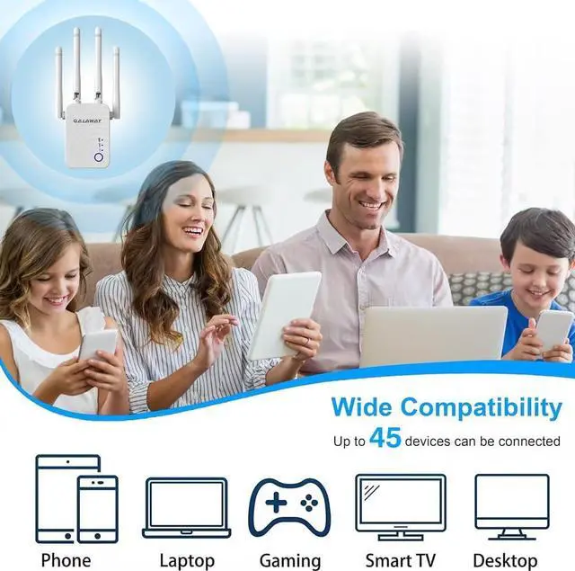 Alt view image 3 of 7 - WiFi Range Extender, 1200Mbps WiFi Extender with 4 External Antennas Dual Band Mini Wireless Signal Booster with Ethernet Port WiFi Range Amplifier (1)
