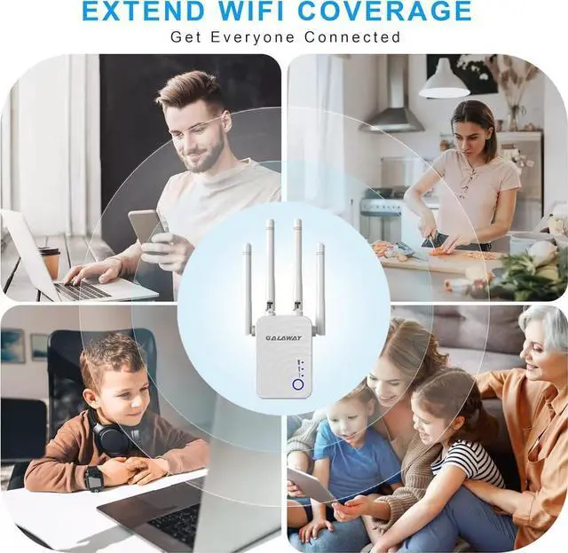 Alt view image 7 of 7 - WiFi Range Extender, 1200Mbps WiFi Extender with 4 External Antennas Dual Band Mini Wireless Signal Booster with Ethernet Port WiFi Range Amplifier (1)