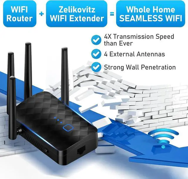 Alt view image 3 of 7 - WiFi Extender Signal Booster for Home, Dual Band 5.8GHz&2.4GHz, Covers Up to 10000 Sq.ft, WiFi Repeater 1.2Gbps WiFi Booster with Ethernet Port, Made for USA