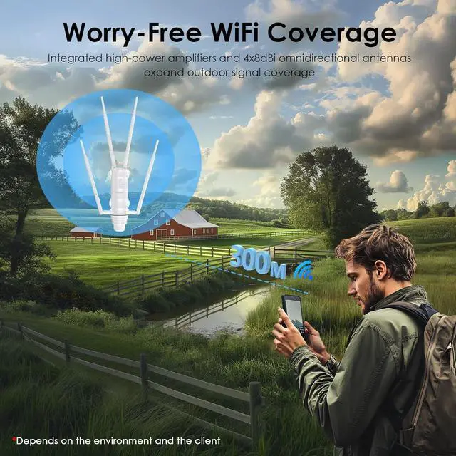 Alt view image 4 of 7 - WAVLINK AC1200 Outdoor WiFi Extender Long Range Amplifier, Access Point with POE, High Power WiFi Extender Signal Booster, Supports Router/AP/Repeater Mode for Home Camping/Farm/Yard/RV