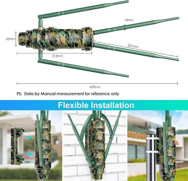 Alt view image 6 of 7 - WAVLINK Outdoor WiFi Extender AC1200 Wireless Access Point with Active POE, High Power Dual Band 2.4G+5G Weatherproof Outdoor WiFi Repeater WiFi Range Extender,Mesh Extender 4x7dBi Omni Antennas