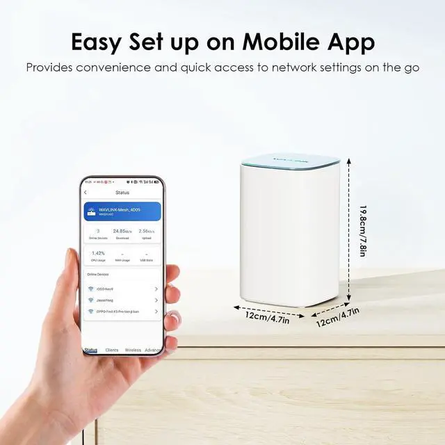 Alt view image 6 of 7 - WAVLINK AX3000 WiFi 6 Mesh System 2 Pack - Covers up to 5000 Sq.Ft., Speeds up to 3.0 Gbps, Replaces Wireless Router and WiFi Extender Signal Booster, Easy Setup, Smart App Control