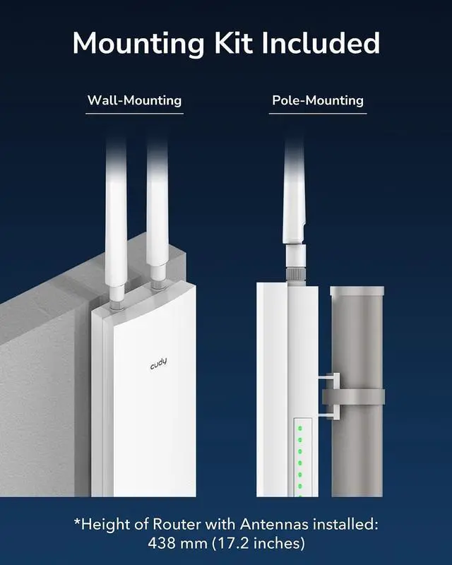 Alt view image 7 of 7 - Cudy RE1200 Outdoor AC1200 WiFi5 Outdoor Fast Access Point Mesh, IP65 Waterproof MU-MIMO Support RE Mode, PoE Powered, Business WiFi Solution