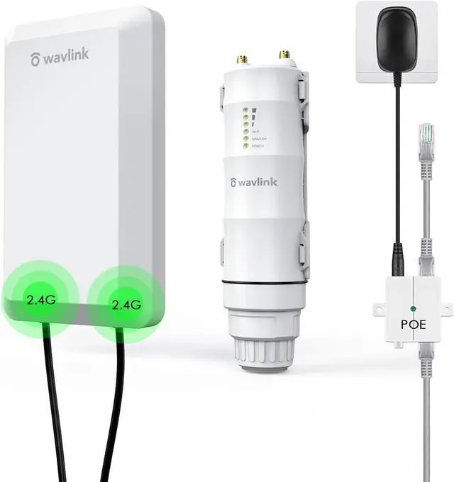 Main image of WAVLINK N300 Wireless Outdoor Access Point with PoE Powered, Waterproof, Outdoor Wi-Fi Extender Long Range with AP/Router/Repeater Modes, 11 dBi Directional Antennas