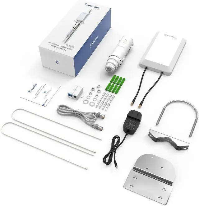 Alt view image 7 of 7 - WAVLINK N300 Wireless Outdoor Access Point with PoE Powered, Waterproof, Outdoor Wi-Fi Extender Long Range with AP/Router/Repeater Modes, 11 dBi Directional Antennas