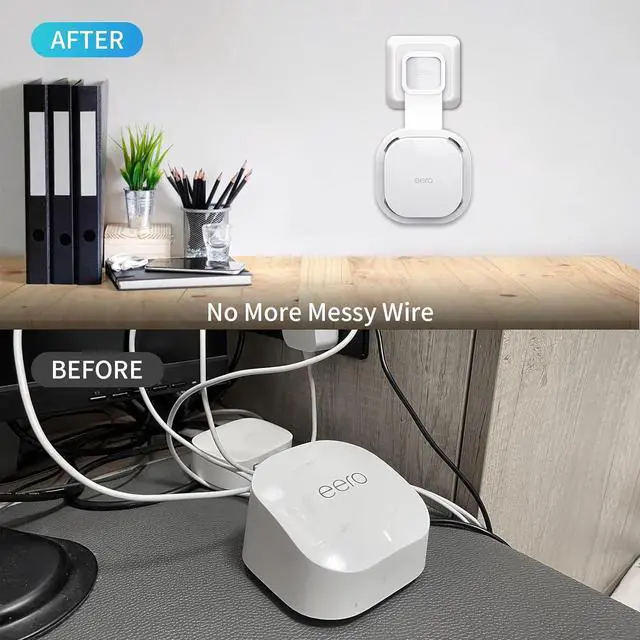 Alt view image 3 of 7 - Wall Mount Holder for eero 6 and for eero 6+ Router Mesh Wi-Fi System  No Messy Wires, Space-Saving Outlet Wall Mount Holder for eero 6 Plus Extender, Stand Bracket for eero 6+ (White-2pcs)