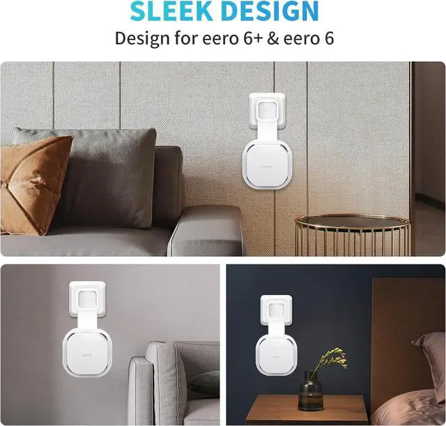 Alt view image 6 of 7 - Wall Mount Holder for eero 6 and for eero 6+ Router Mesh Wi-Fi System  No Messy Wires, Space-Saving Outlet Wall Mount Holder for eero 6 Plus Extender, Stand Bracket for eero 6+ (White-2pcs)