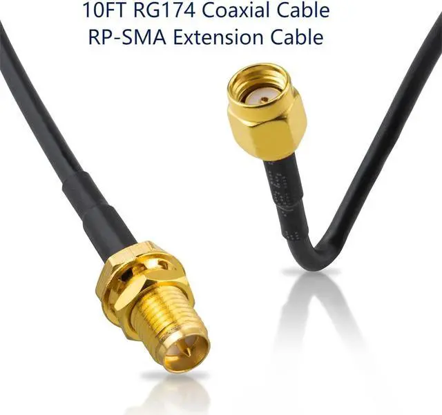 Alt view image 2 of 7 - External WiFi Bluetooth Antenna 22DBI MIMO RP-SMA Male Aerial Antenna and RP-SMA RG174 Extension Cable 10FT for Wireless Router Network Devices PC Camera