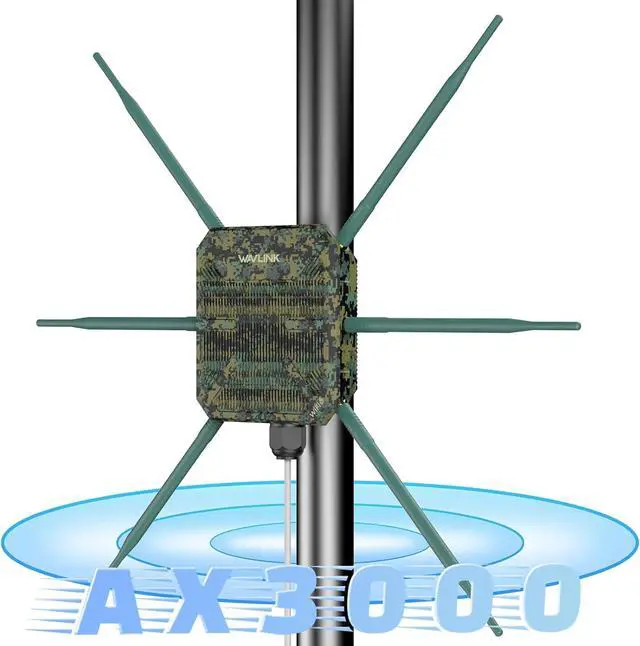 Main image of WAVLINK AX3000 WiFi6 Outdoor WiFi Extender, Dual Band 5G+2.4G WiFi 6 Outdoor Wireless Access Point Weatherproof WiFi Repeater, Router, 802.3at Active POE, 6X 7dBi Intennas,Work with Starlink