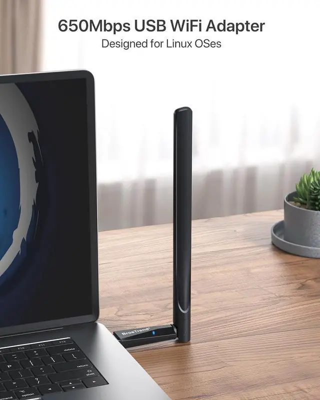 Alt view image 2 of 7 - 650Mbps Linux Compatible WiFi Adapter Supports Kali Linux Ubuntu Mint Debian Kubuntu Zorin PureOS Raspberry Pi 2+ Windows Dual Band USB Wireless Adapter w/ Long Range WiFi Antenna