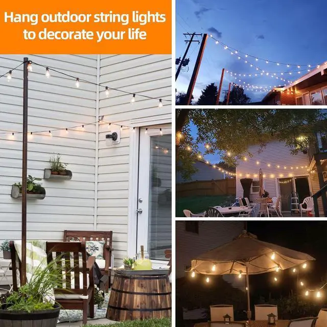 Alt view image 6 of 7 - Vanthylit Outdoor String Lights, 15 FT Patio String Lights with LED Filament Bulb Waterproof Lights Retro Vintage Edison Bulbs for Backyard Patio Bistro Party Garden Connectable